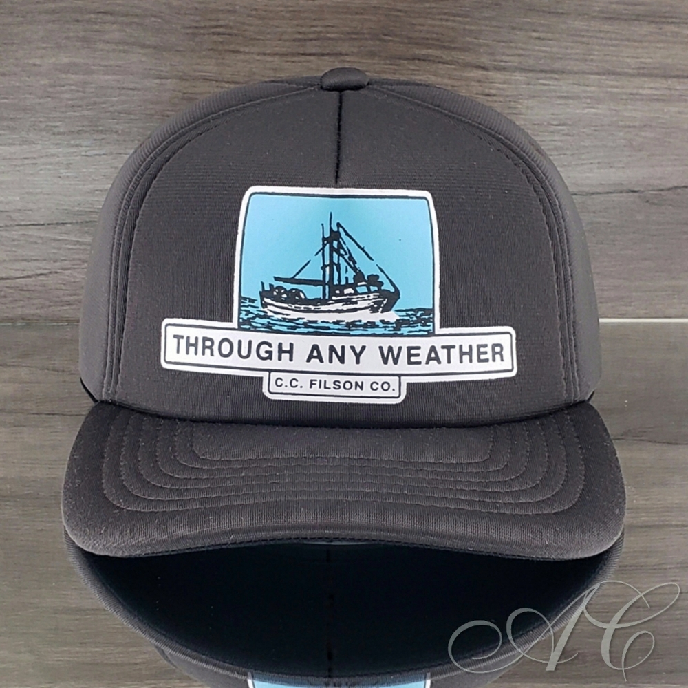 Filson Hat Baseball Cap Snap Back Dark Brown/Fishing Weather Harvester Insulated